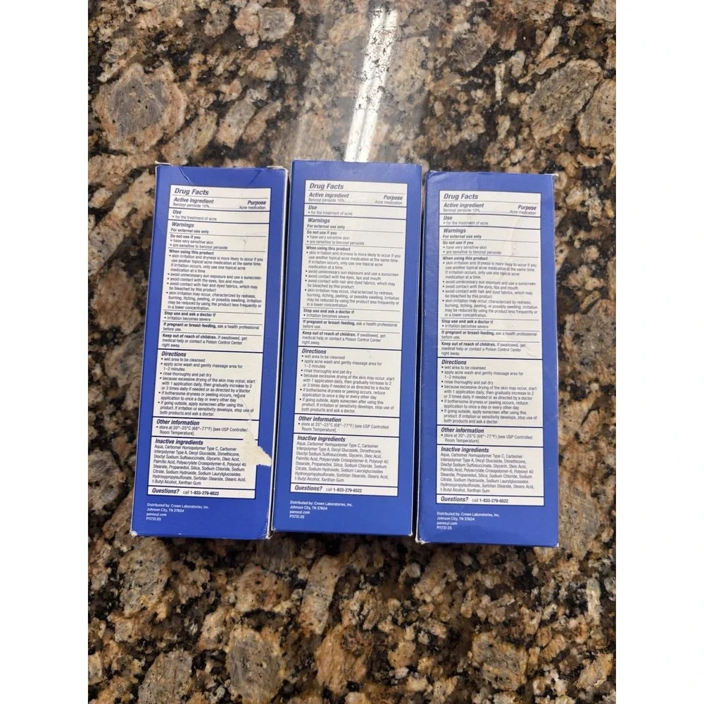 Lot of 3 Panoxyl Acne Foaming Wash Benzoyl Peroxide 10% Maximum Strength